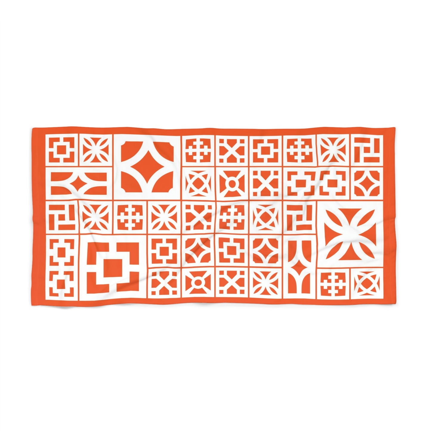 "All Wall" breeze block motif towel - Orange