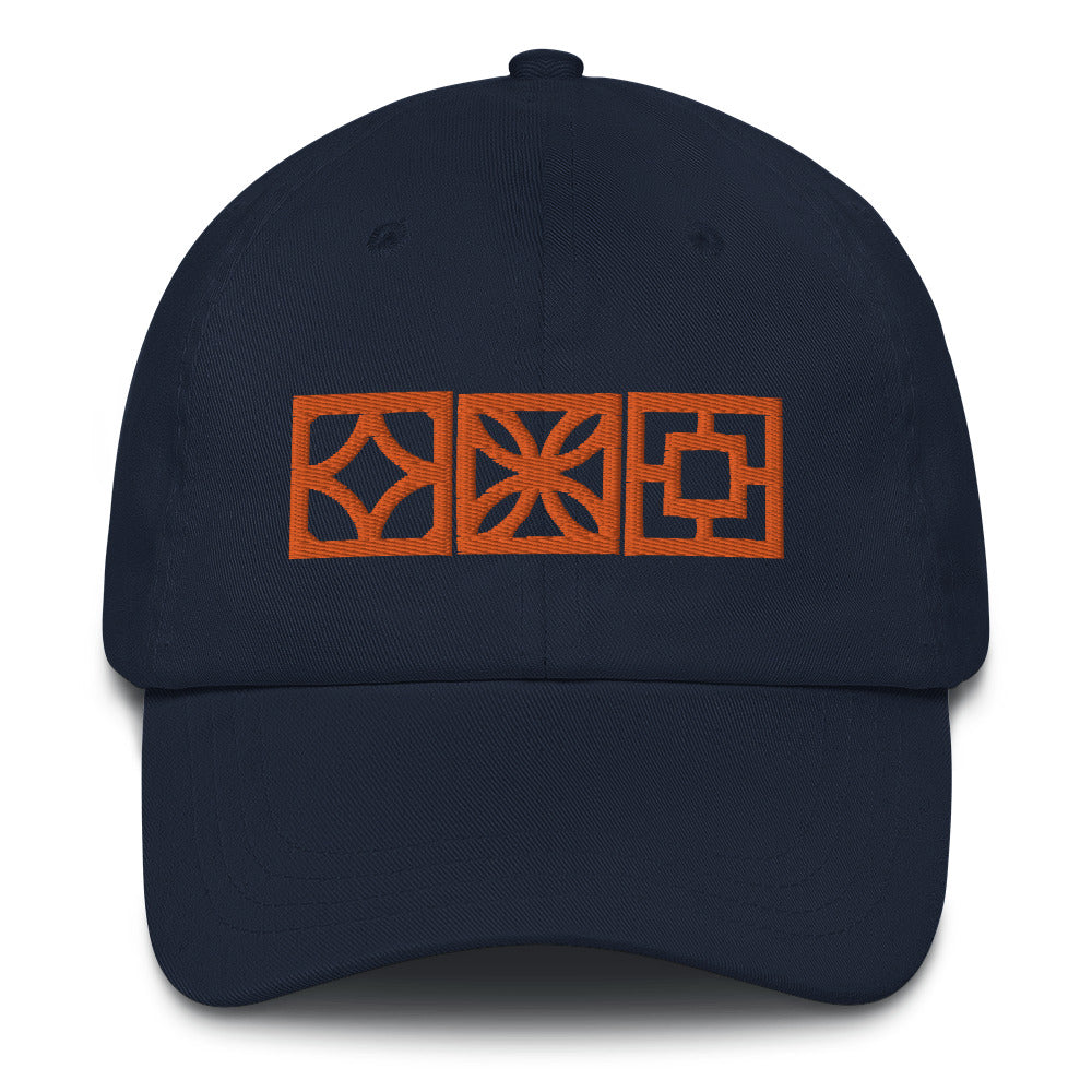 "Triple Play" Cap - Orange Blocks - Minty's Design