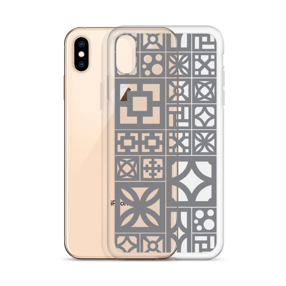 Clear iPhone Breeze Blocks "Motif" Case - Grey - Minty's Design