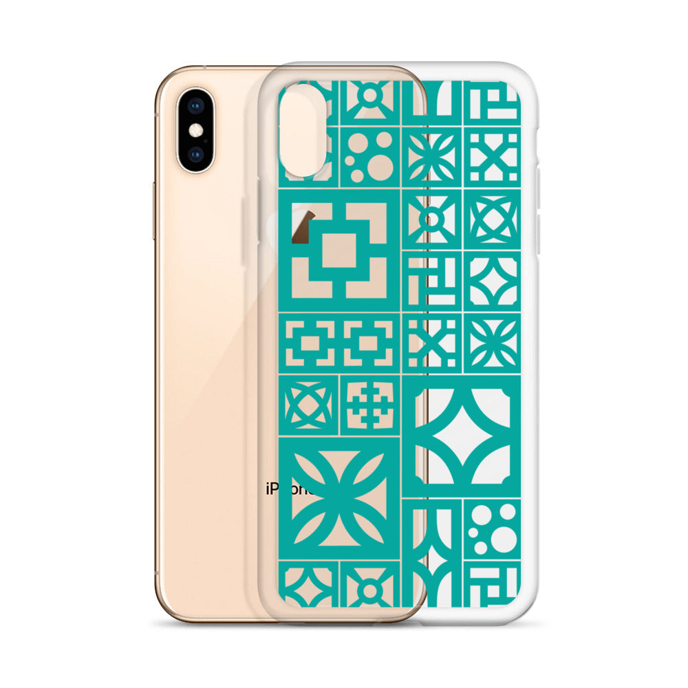 Clear iPhone Breeze Blocks "Motif" Case - Aqua - Minty's Design