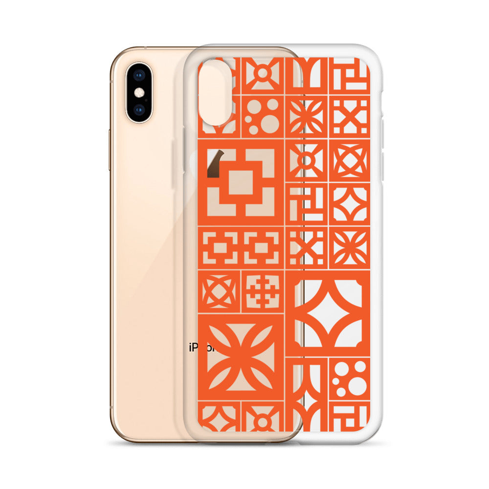 Clear iPhone Breeze Blocks "Motif" Case - Orange - Minty's Design