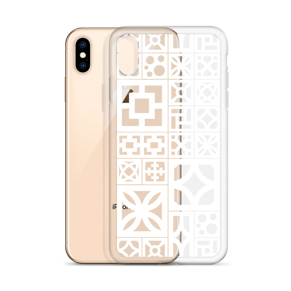 Clear iPhone Breeze Blocks "Motif" Case - White - Minty's Design
