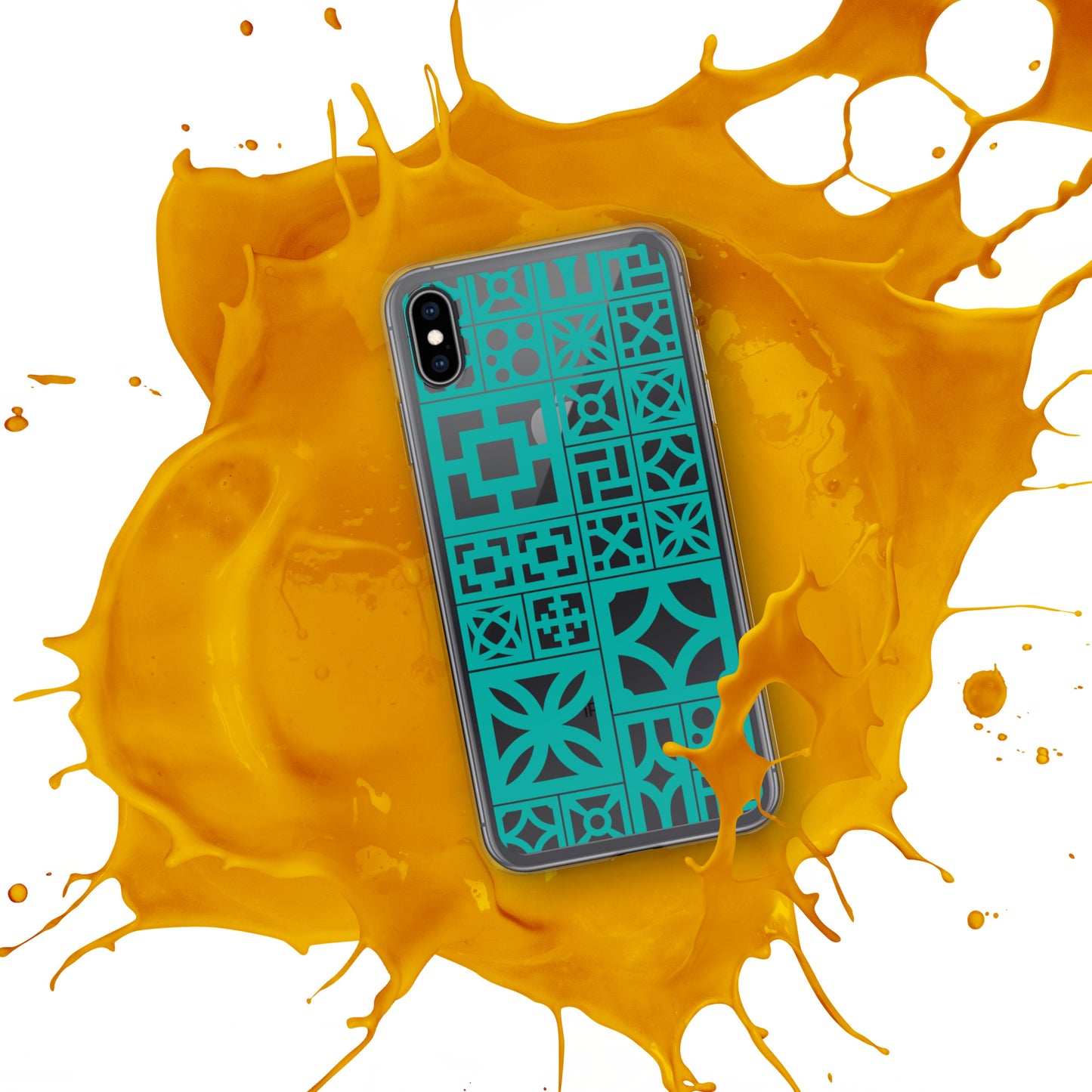 Clear iPhone Breeze Blocks "Motif" Case - Aqua - Minty's Design