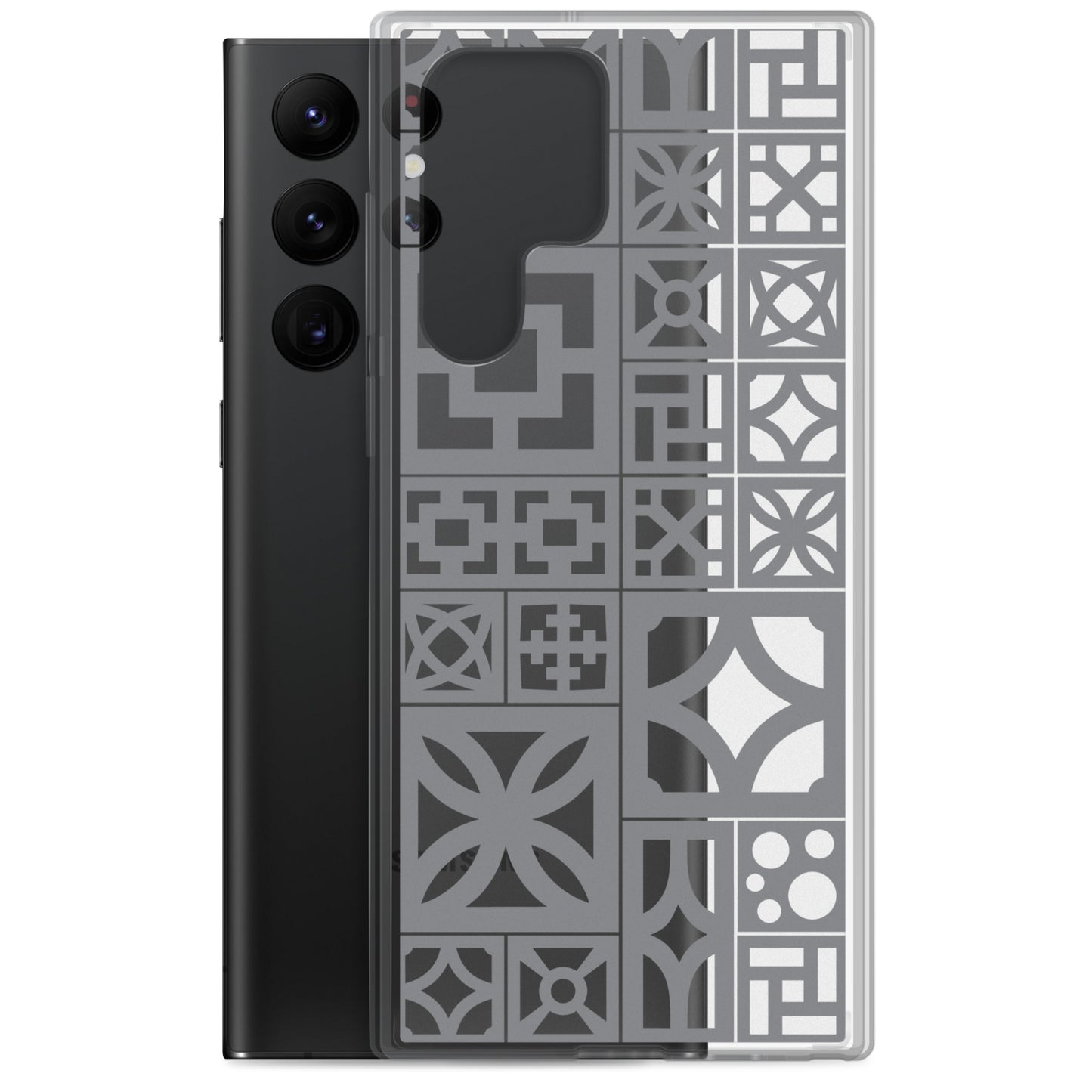 Clear Samsung Breeze Block "Motif" Case - Grey - Minty's Design