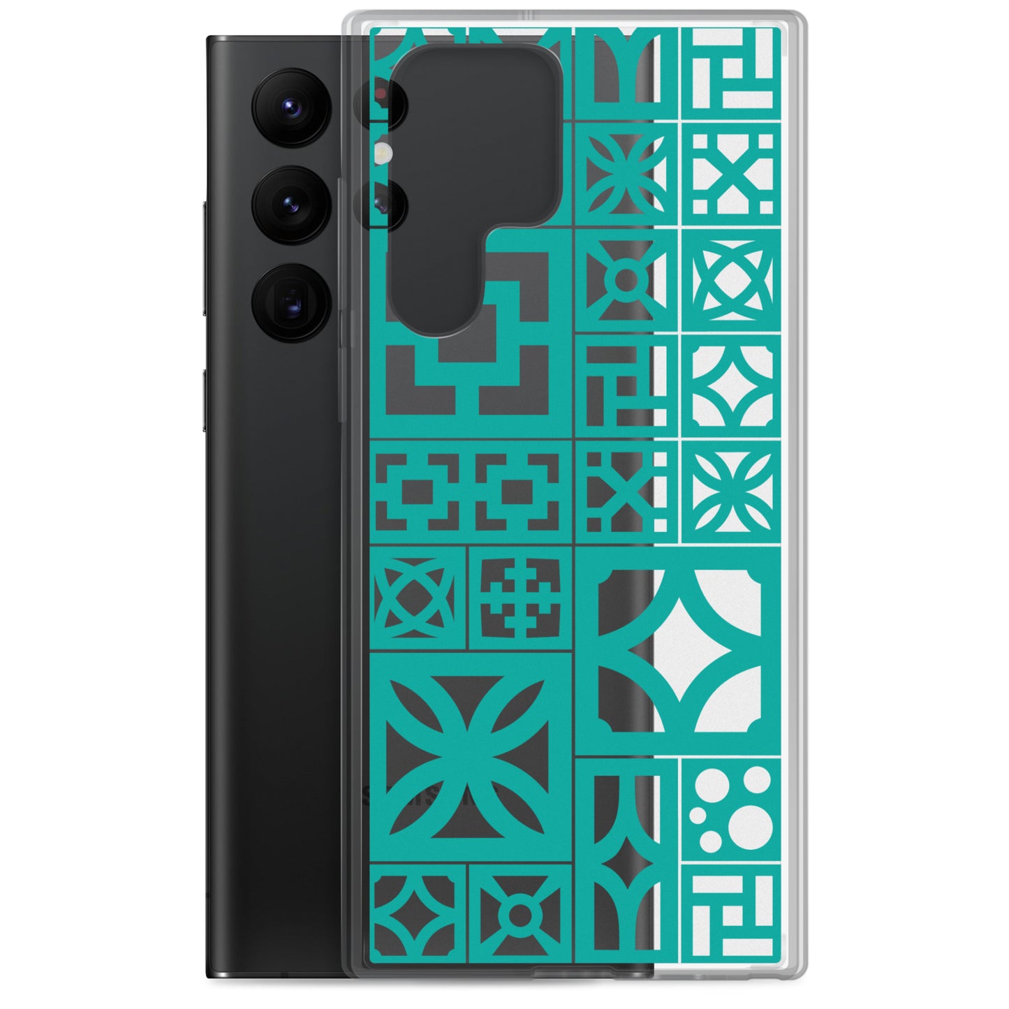 Clear Samsung Breeze Block "Motif" Case -Aqua - Minty's Design