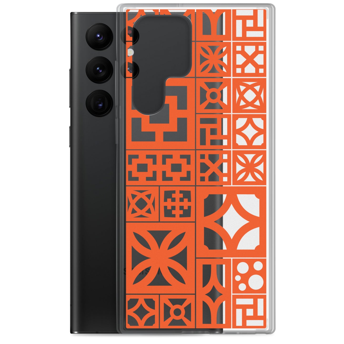 Clear Samsung Breeze Block "Motif" Case - Orange - Minty's Design