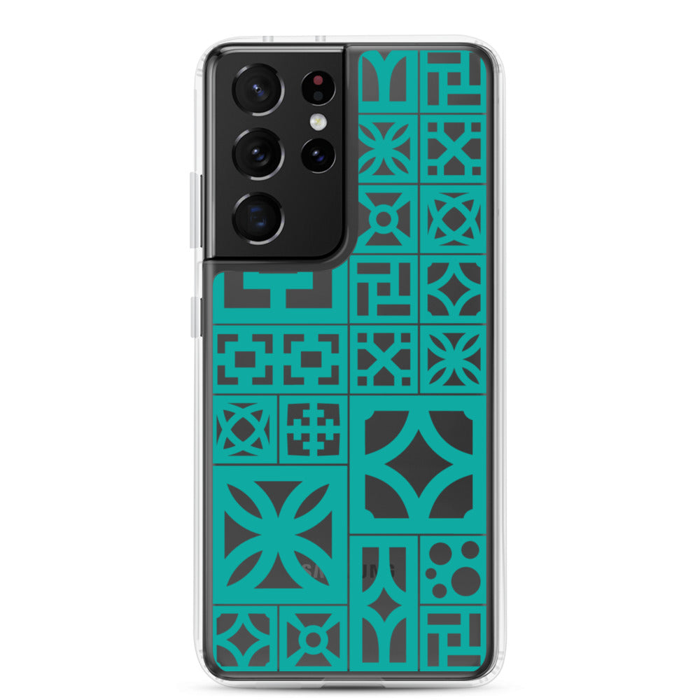 Samsung Aqua Breeze Block "Motif" Case - Aqua