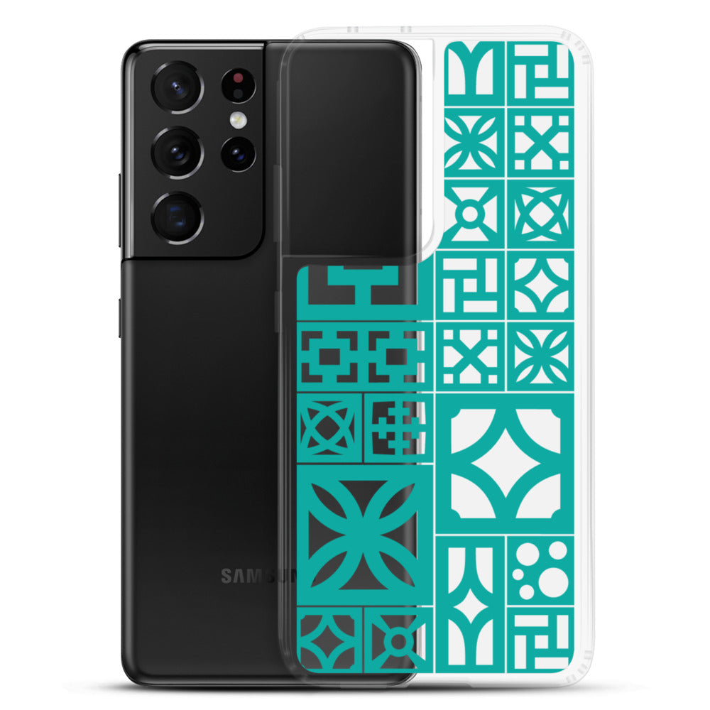 Samsung Aqua Breeze Block "Motif" Case - Aqua - Minty's Design