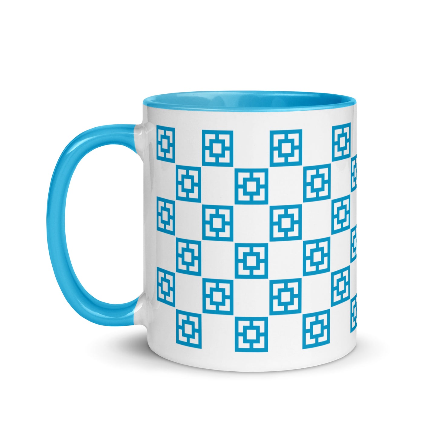 Checkerboard Breeze Block Mug - Blue - Minty's Design