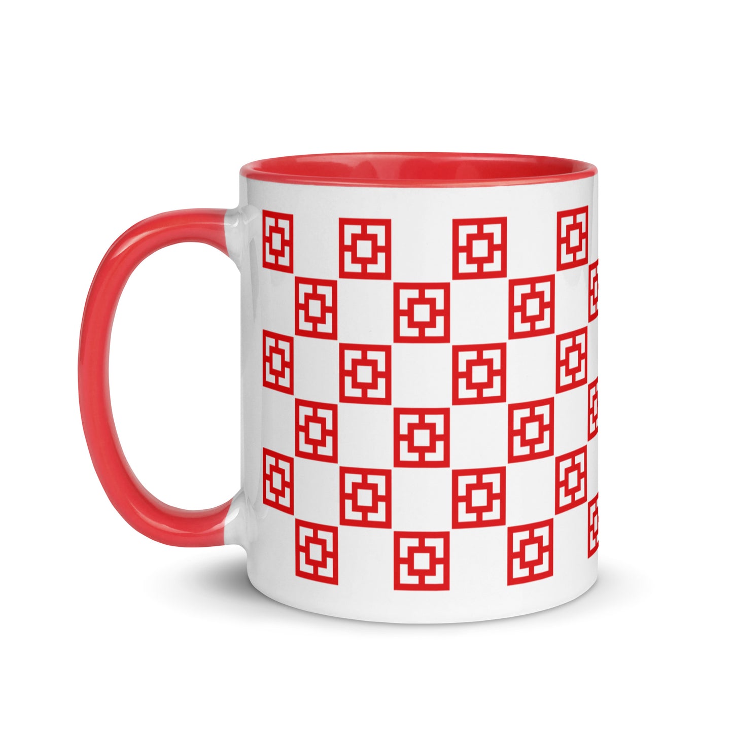 Checkerboard Breeze Block Mug - Red - Minty's Design
