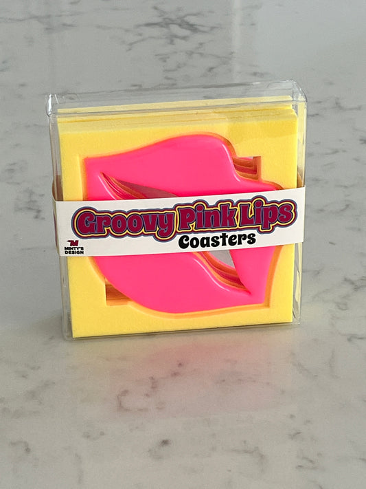 Groovy Pink Lips Coasters