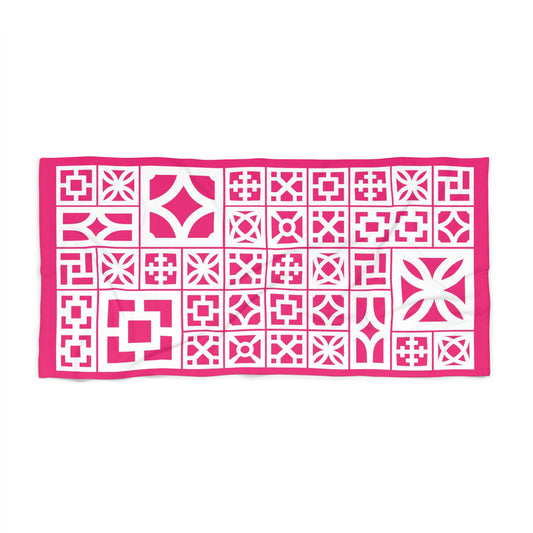 "All Wall" Breeze Block Motif Towel - Pink