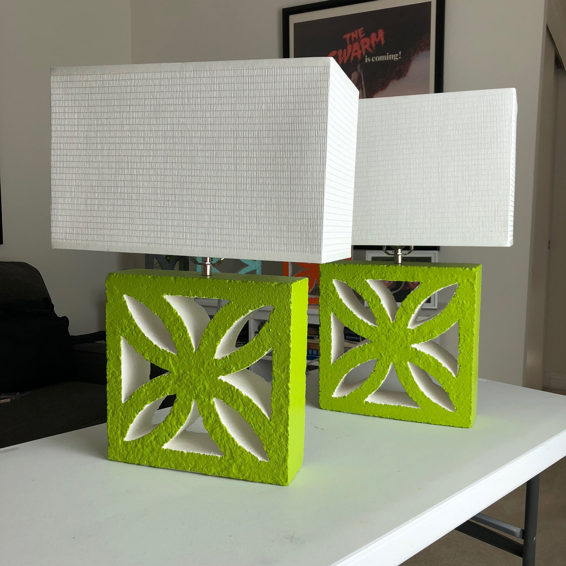 Breeze-Block Table Lamps - Pair - Minty's Design