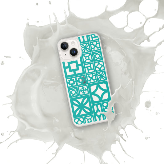 Clear iPhone Breeze Blocks "Motif" Case - Aqua - Minty's Design