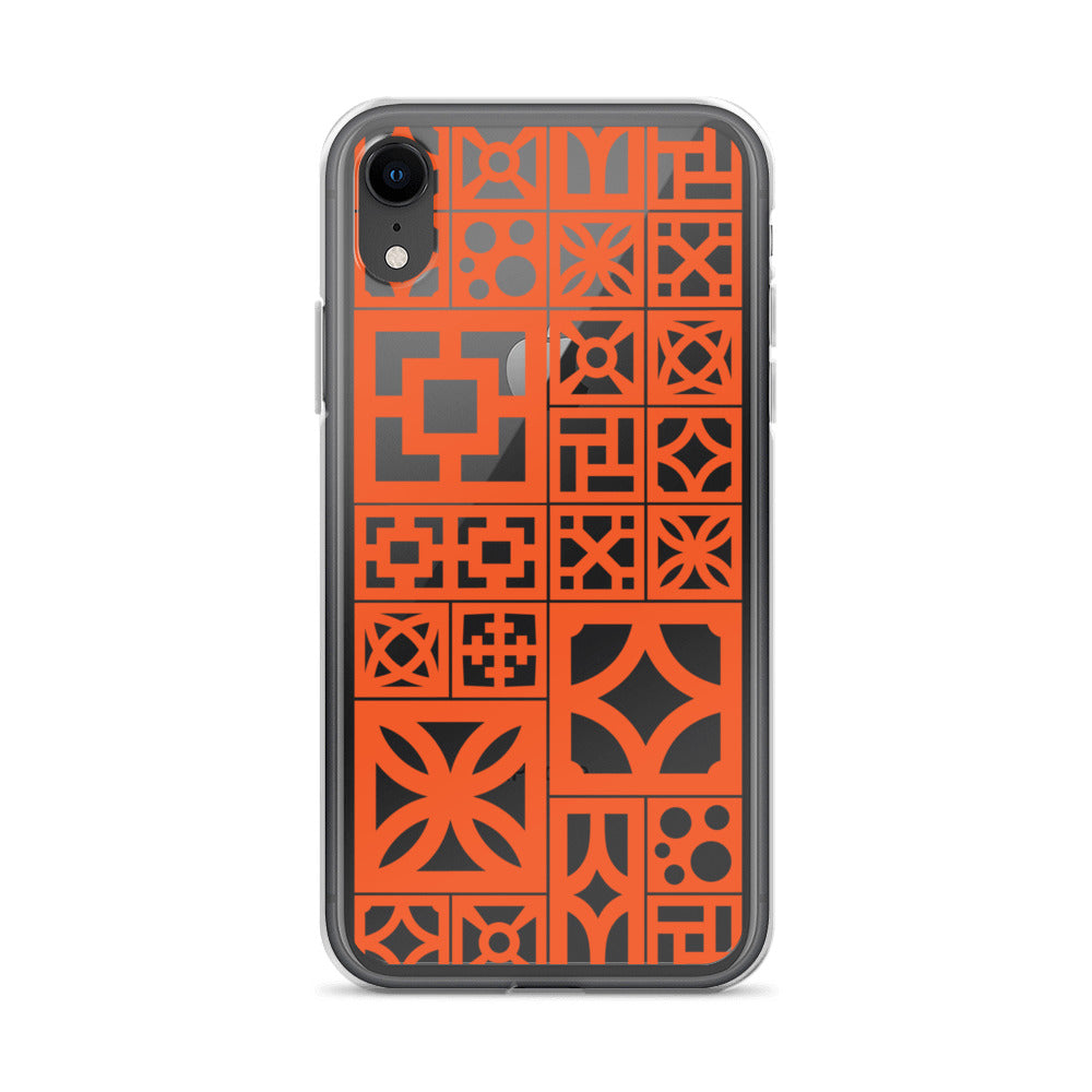 Clear iPhone Breeze Blocks "Motif" Case - Orange