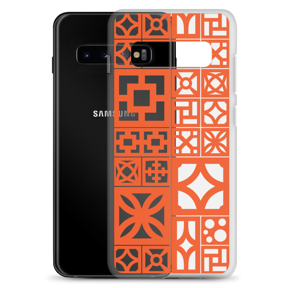 Clear Samsung Breeze Block "Motif" Case - Orange