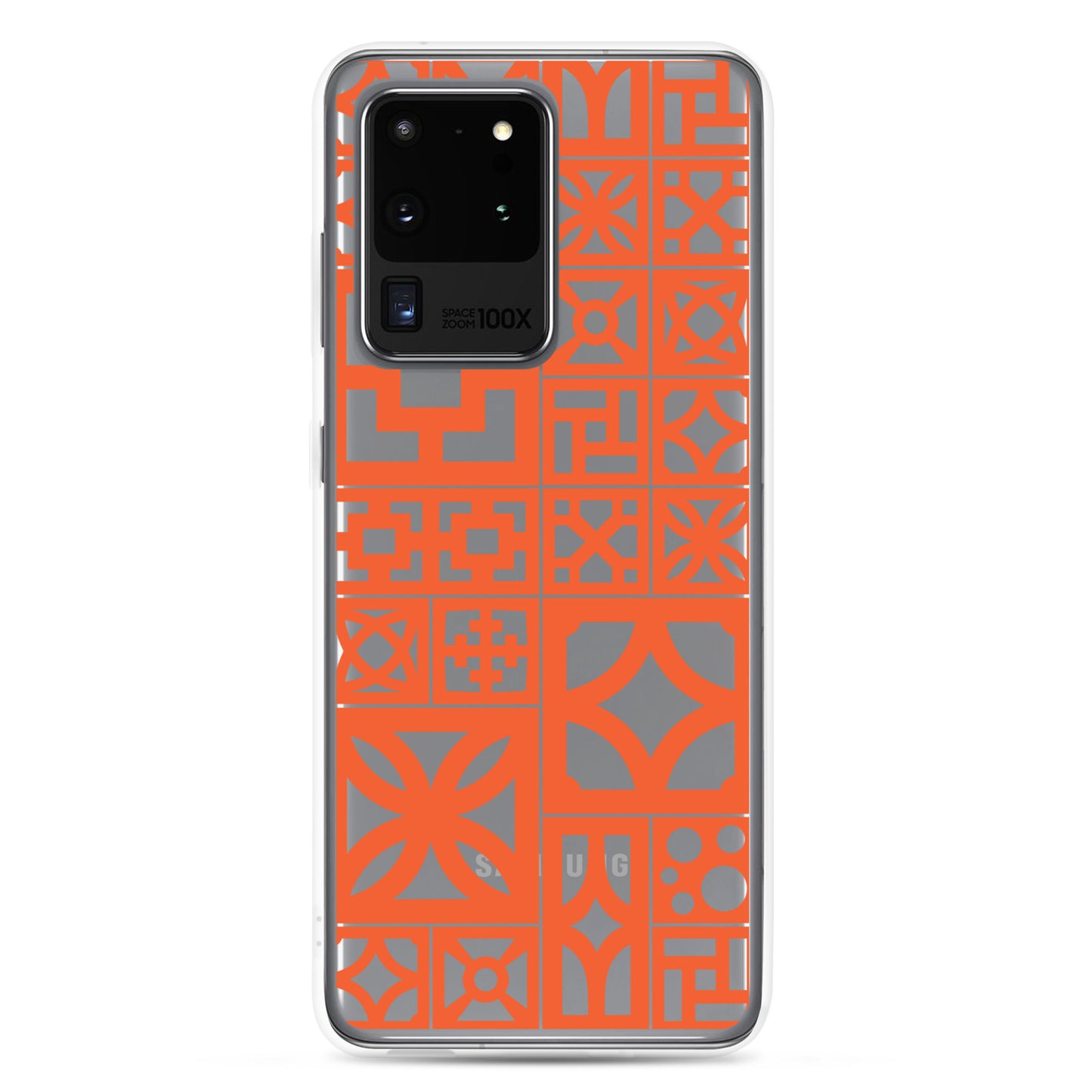 Clear Samsung Breeze Block "Motif" Case - Orange