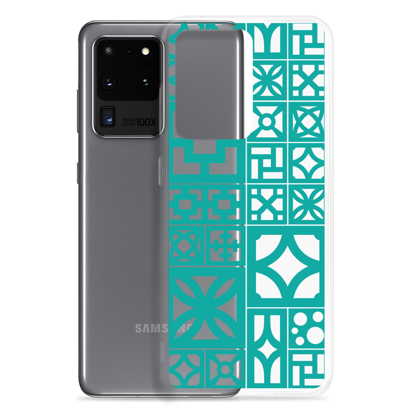 Clear Samsung Breeze Block "Motif" Case -Aqua