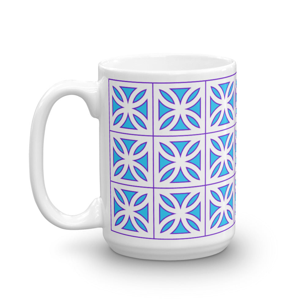 Breeze-Block Mug - "Sunflower", Blue/Purple - Minty's Design