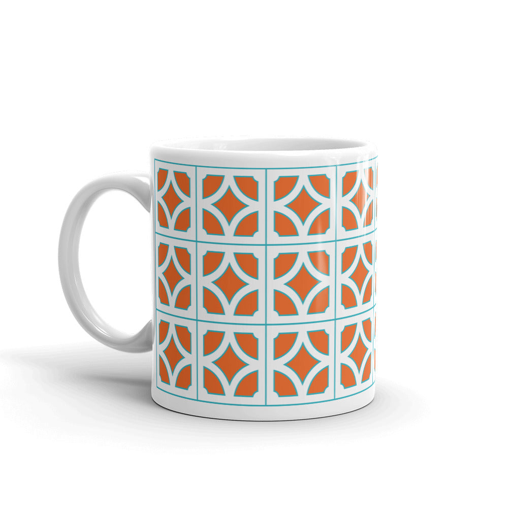 Breeze-Block Mug - "Empress", Orange/Aqua - Minty's Design