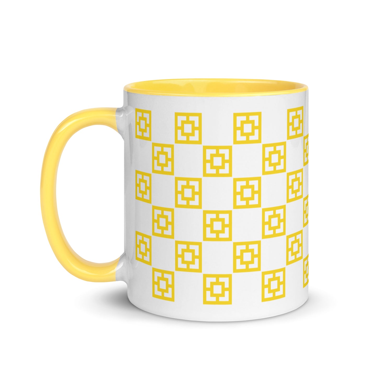 Checkerboard Breeze Block Mug - Yellow